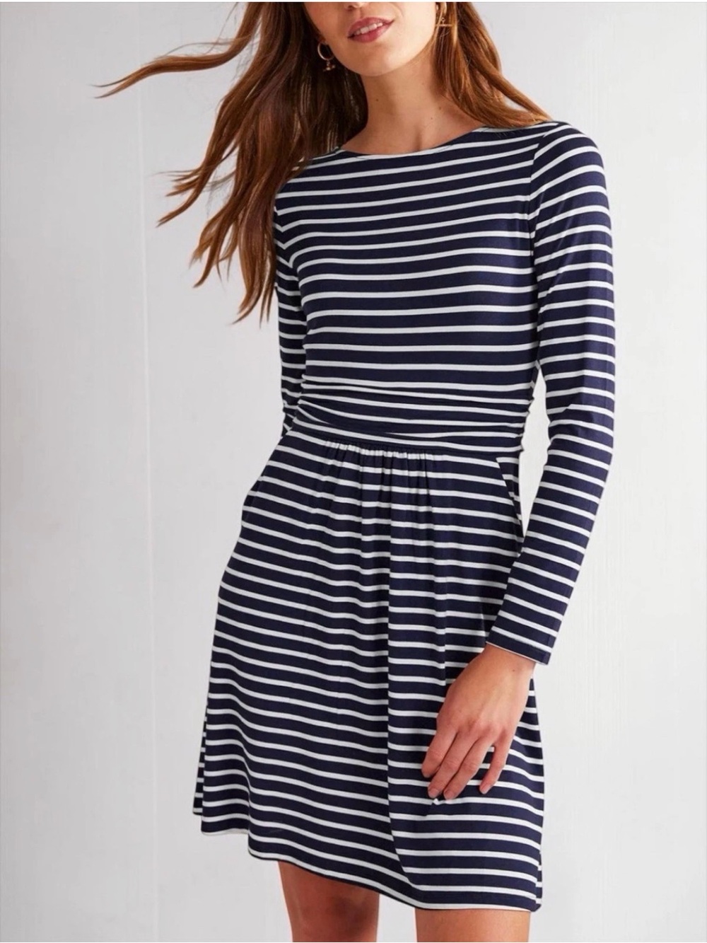 Boden Abigail Dress Striped Blue White NWOT Sz 6 Reg Coastal Nautical Casual